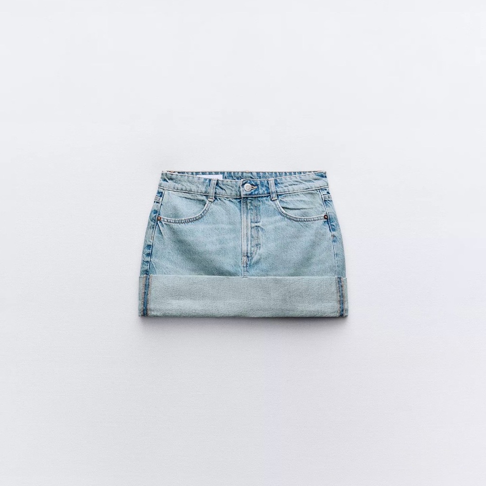 NWT - Zara TRF Cuffed Denim Mini Skirt